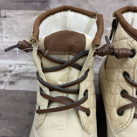 Nautica Dorsay Duck Boots Warm Quilted Rubber Snow Boot Womens Size 9 Ivory - Picture 3 of 10